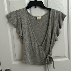 Gray ballerina cover crop top
